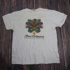 Vintage New Orleans French Quarter Shirt Mens XL Mask Graphic Mardi Gras 90s